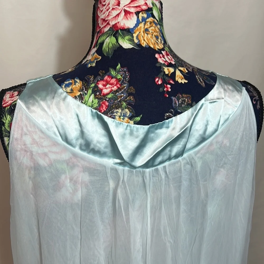 Vintage Soft Blue Lingerie Nightgown - Picture 6 of 7